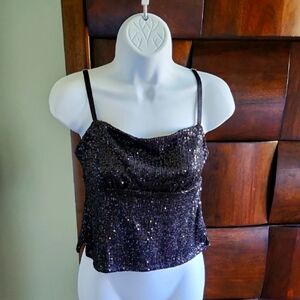 Sequin Black Cami Top